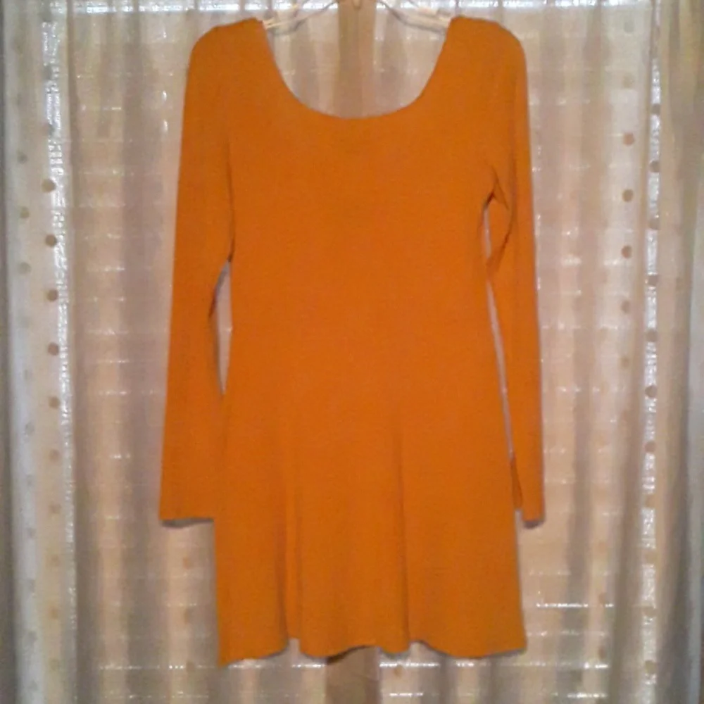 Wild Fable Gold Ribbed Knit Long Sleeve A-line Dress Size Small ☆NWT☆ - Picture 3 of 6